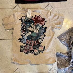 Kids Beige Dragon Graphic Tee